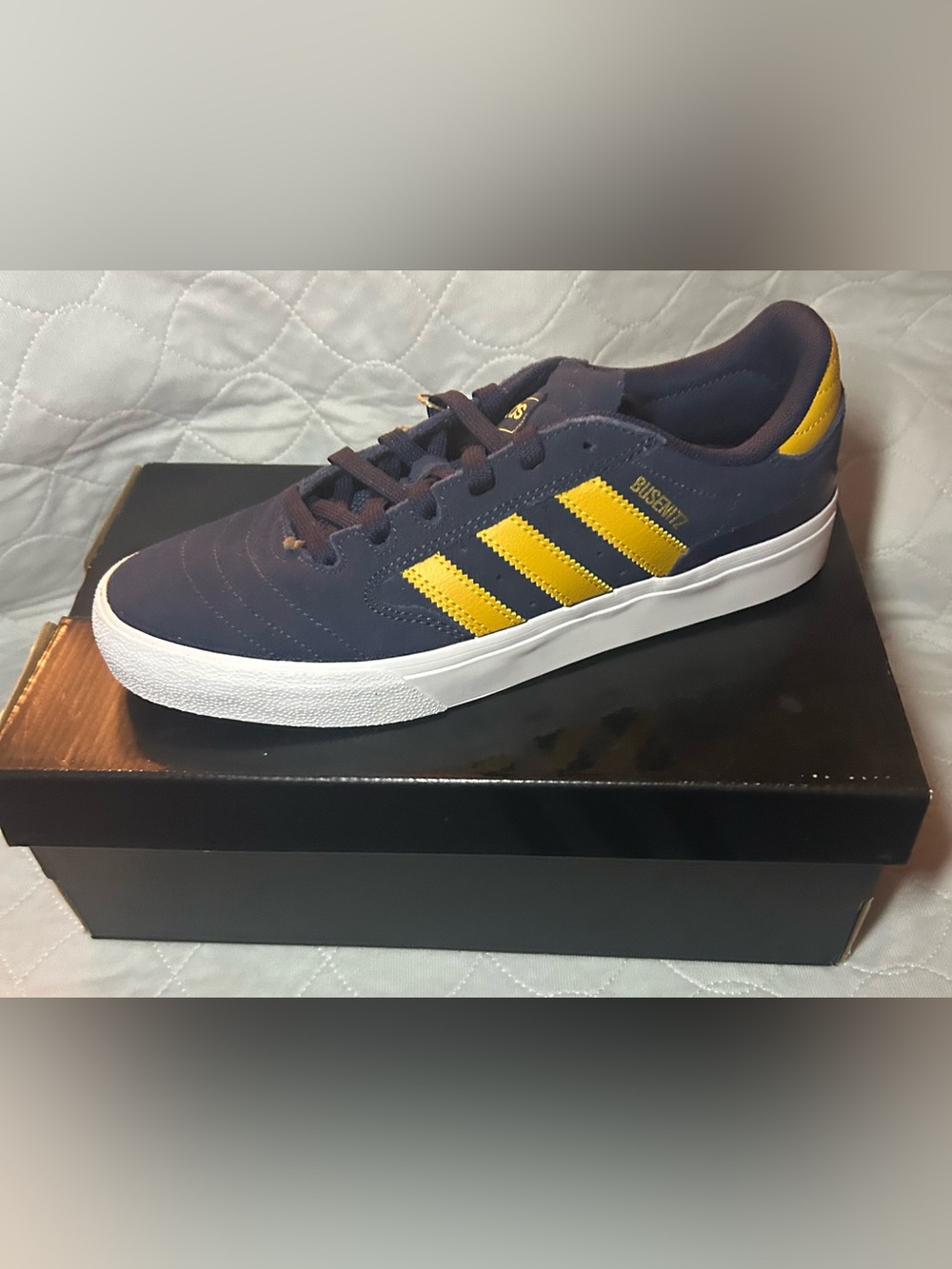 adidas Busenitz Vulc II Navy and Yellow Skate Shoes